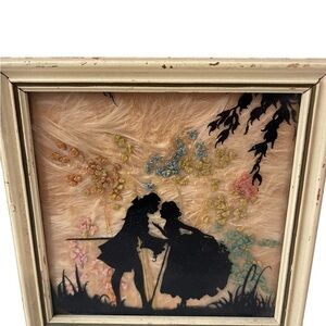 Silhouette framed picture Dancing Couple Dried California Wild Flowers